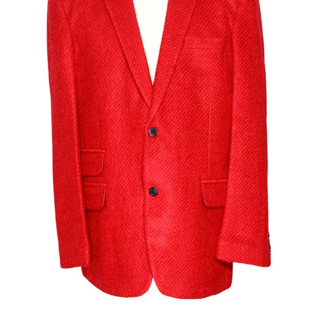 Mens Blazer Red Textured 100% Wool Dress Formal Jacket Mens Blazer Red Textured 100% Wool Dress Formal Jacket