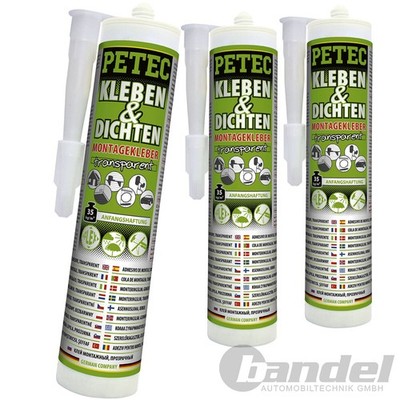 3x PETEC KLEBEN & DICHTEN 290 ML TRANSPARENT MONTAGEKLEBER GLAS METALL KLEBSTOFF