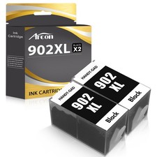 2 BLACK 902 XL Ink Cartridges For HP Officejet Pro 6960 6968 6970 6975 6978