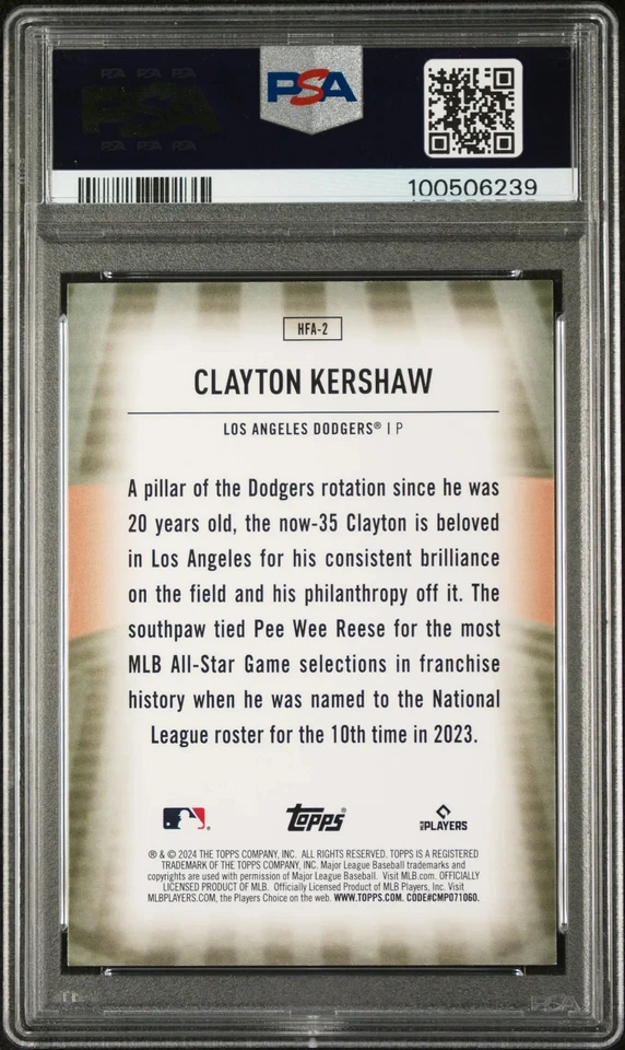 2024 Topps Home Field Advantage Clayton Kershaw #HFA2 PSA 9 - Image 2 of 2