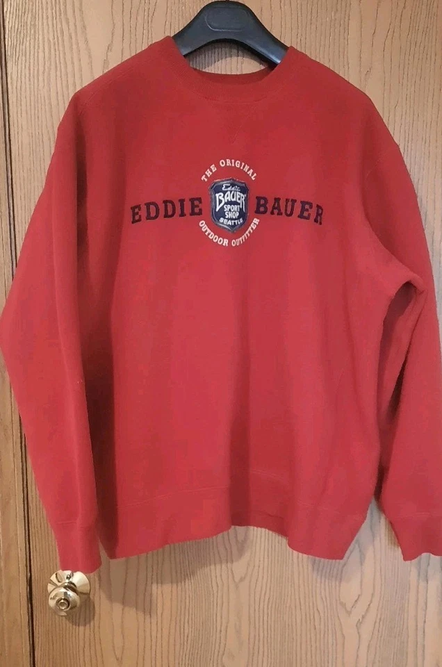 Eddie Bauer Para Hombres Rojo Profundo Estampado Gráfico Cuello Redondo Polar Sudadera Talla 2XL Foto 2 de 4