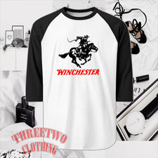 Winchester Gun Pistols Rifle Firearms Men's Raglan White Black Size S-2XL