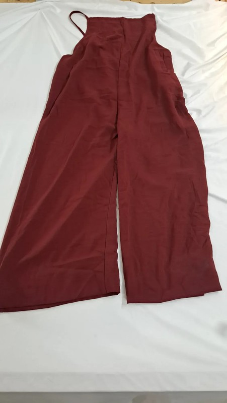 Unbranded Women Burgundy Wide Leg Spaghetti Strap Jumpsuit XXL Polyester