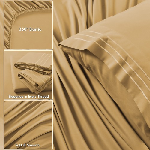6 Piece Sheet Set – Deep Pocket Fitted Sheet, Flat Sheet, Pillowcases - Picture 14 of 48