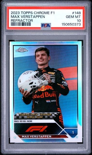 Max Verstappen 2023 Topps Chrome F1 REFRACTOR #148 PSA 10 GEM MT view 1