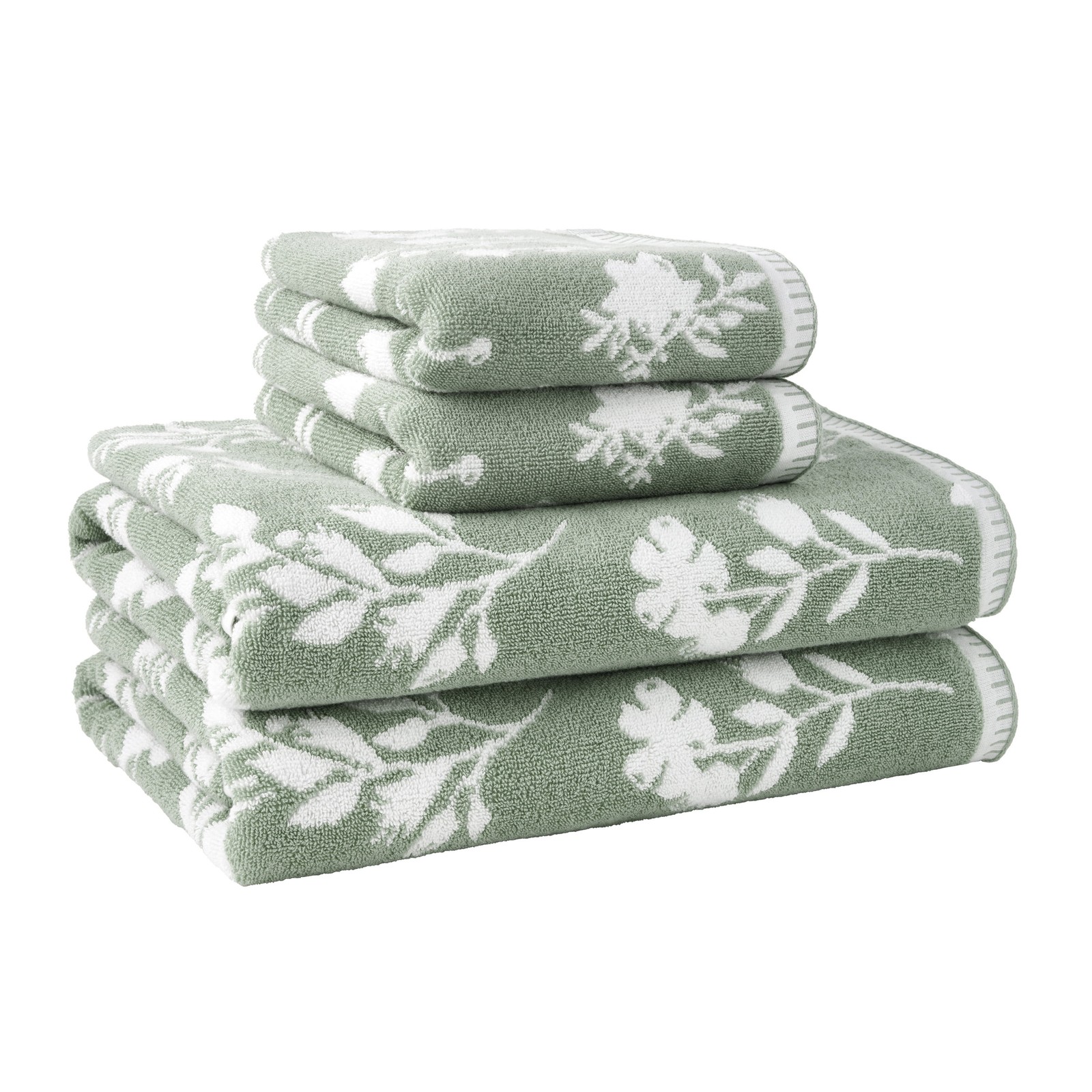 4-Pack Sage Green Towel Set with 2 Bath and 2 Hand Towels by Drew Barrymore