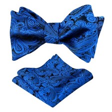 Men's Paisley Jacquard Self-Tie Bow Tie Pocket Square Set Formal Wedding