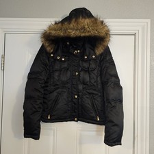 STREETWEAR Med Zip Hood Down Puffer Jacket Fa...