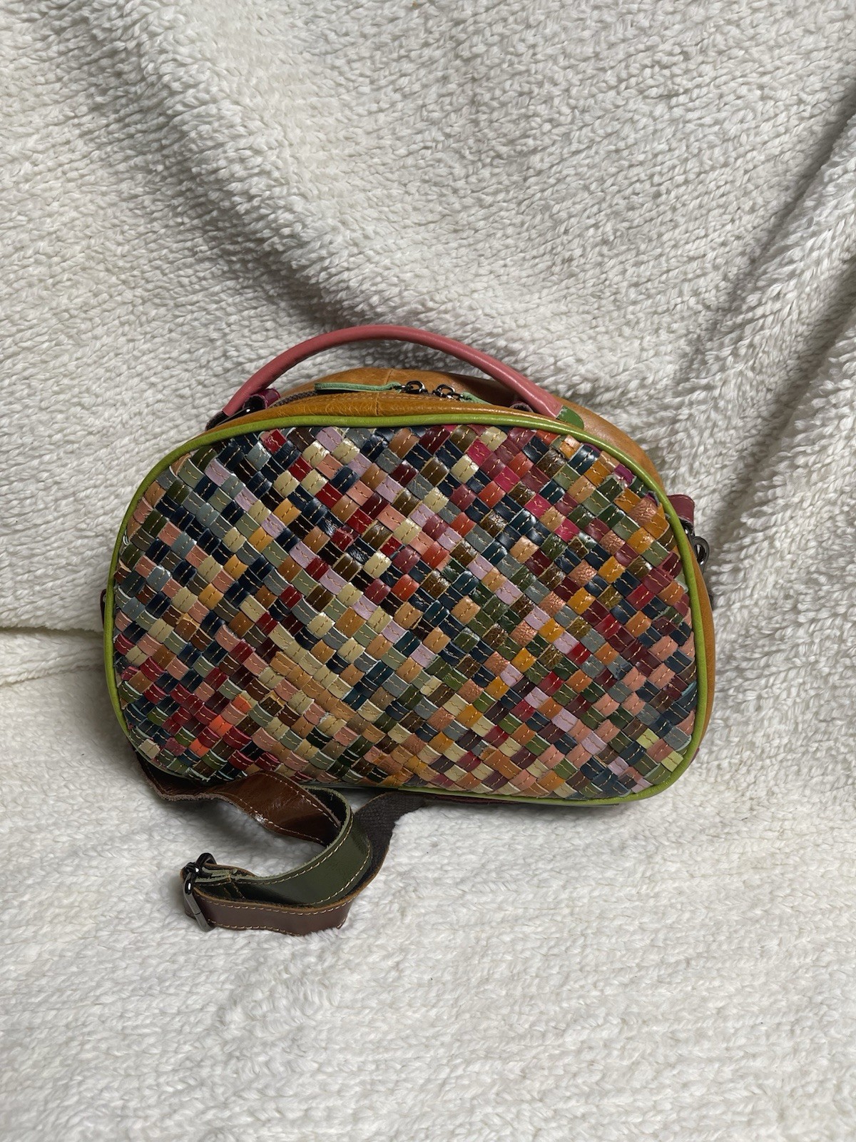 Ameri Leather Multi Color Woven Satchel/Crossbody… - image 6