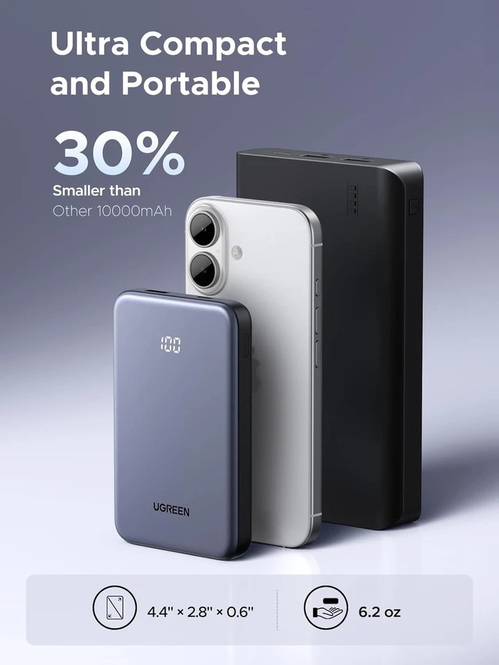 UGREEN Banco de Alimentación 10.000mAh 22,5W, Cargador Portátil Compacto USB-C PD3.0 Foto 3 de 4