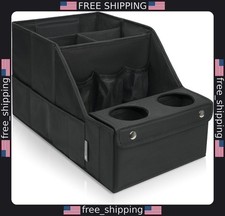 MULISOFT Car Backseat Organizer with 11 Compartments 2 Cup Holders, Black
