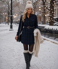 Madewell Women's Lumberjack Chic Relaxed Blue Flannel Daywalk Shirt Dress 
