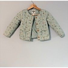 OshKosh B'gosh - Quilted Floral Green Jacket Girls 5T Lightweight Button Front
