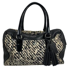 COACH Haley Canvas/Leather Trim Satchel Shoulder Bag + Hang Tag, Tassels 25814