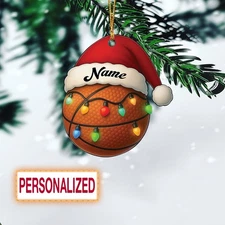 Personalized Basketball Christmas Ornament, Basketball Player Ornament Gift