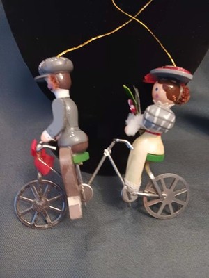 Vtg Kurt Adler Bicycle Built For Two 1978 Hand Painted Wood Christmas Ornament