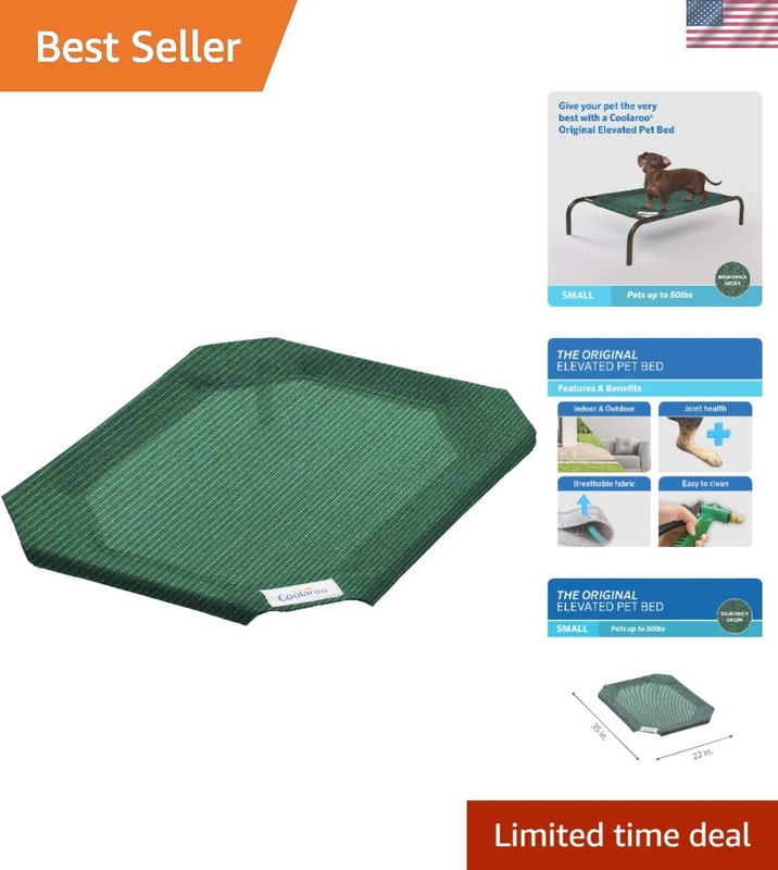 Eco-Friendly Pet Bed Replacement Cover - Small 35" x 22" in Brunswick Green