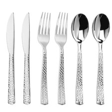 360PCS Silver Plastic Silverware, Heavy Duty Plastic Cutlery Set, Disposable ...