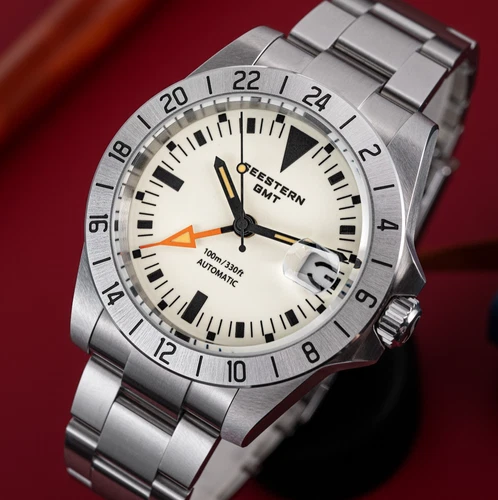 SEESTERN GMT, The Vintage Explorer, White, Lume Dial, NH34, Sapphire, 100m Diver