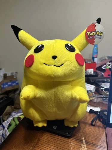 Vtg Jumbo 1998 Pokemon Pikachu Plush Stuffed Toy Nintendo Play By Play 15" Tall