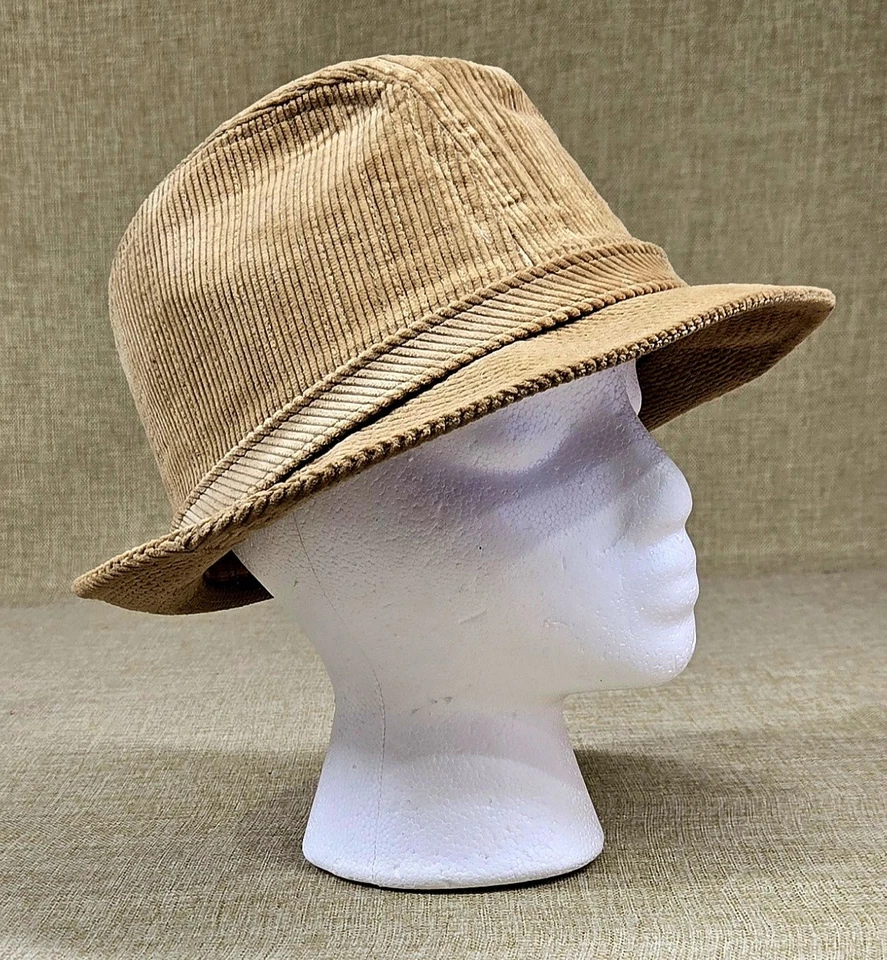 Sombrero de Pana Stetson Años 70 De Colección 6 7/8 Bronceado Safari Cubo Mod Estilo Fedora EE. UU. Foto 4 de 4