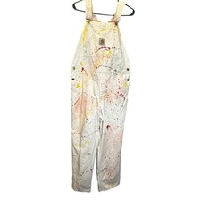 VTG customized Carhartt Overalls White Carpenter Painter button fly bibs