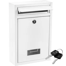 DEAYOU Wall Mount Mailbox with Key Lock, Steel Cover Metal Dropbox, Security ...