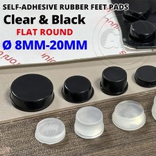 Flat Round Self-Adhesive Rubber Feet Pads  Round  8mm-20mm, Clear  Black