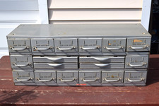 Vintage Equipto 18 Drawer Industrial Steel Parts Storage Cabinet Dividers