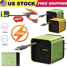 3-In-1 GaN Charger Scalable 80w Max Fast Charger Module With Type C & USB Ports~