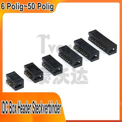 DC3 - 6Polig~50Polig 2,54mm Gerade IDC Box Header Steckverbinder Buchse ISP JTAG