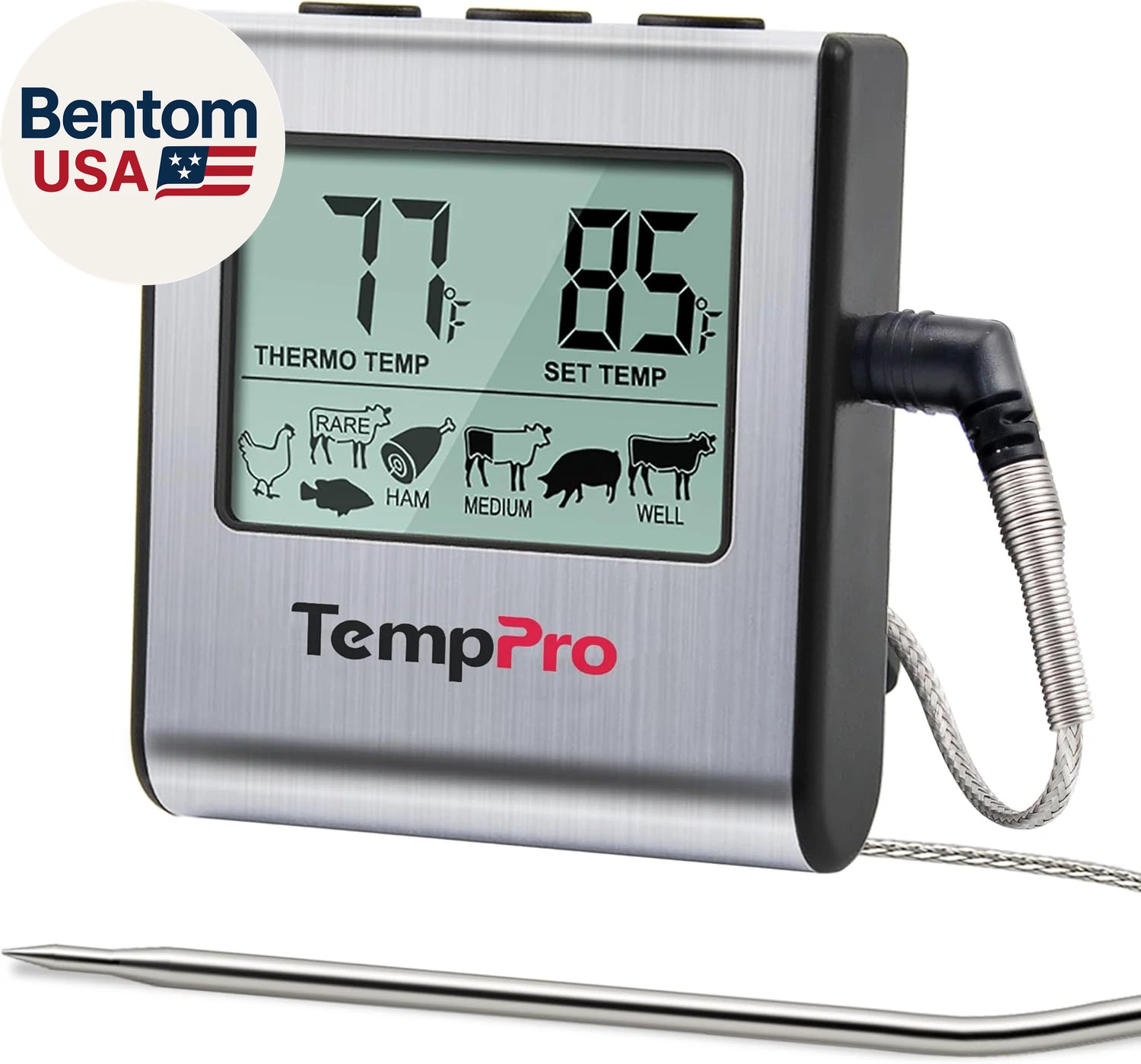 TP16 Large LCD Digital Cooking Food Meat Thermometer for Smoker Oven Kitchen BBQ