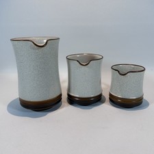 Vintage Denby Potters Wheel Set of 3 Graduating Stoneware Jugs 70's Kitchenalia