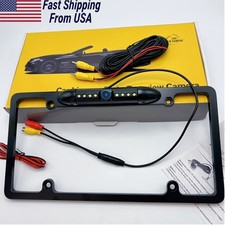 US License Plate Metal Frame Rear View Backup Camera CMOS HD Night LED Black