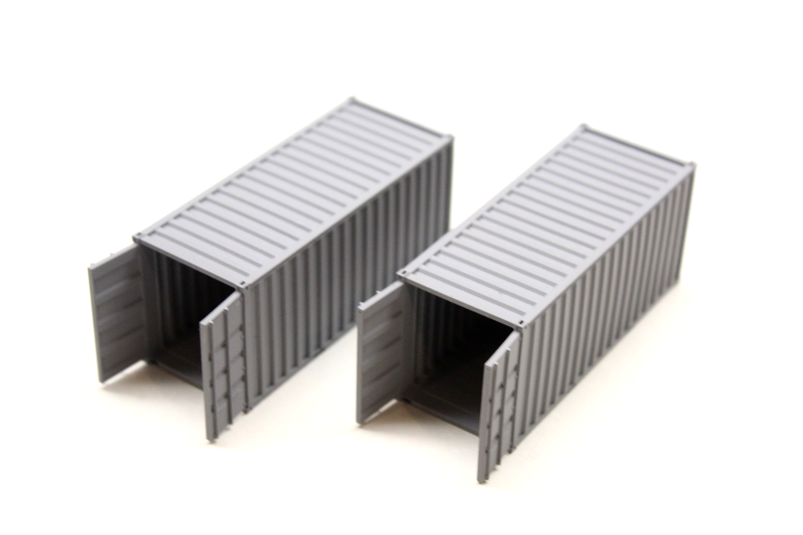 2 x 20ft CONTAINERS OPEN DOORS UNPAINTED OO GAUGE 1/76 SCALE MODEL RAILWAY