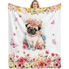 Pug Blanket for Dog Lovers,Super Soft Throw Blanket for Girl Gift Ideas Pug, ...