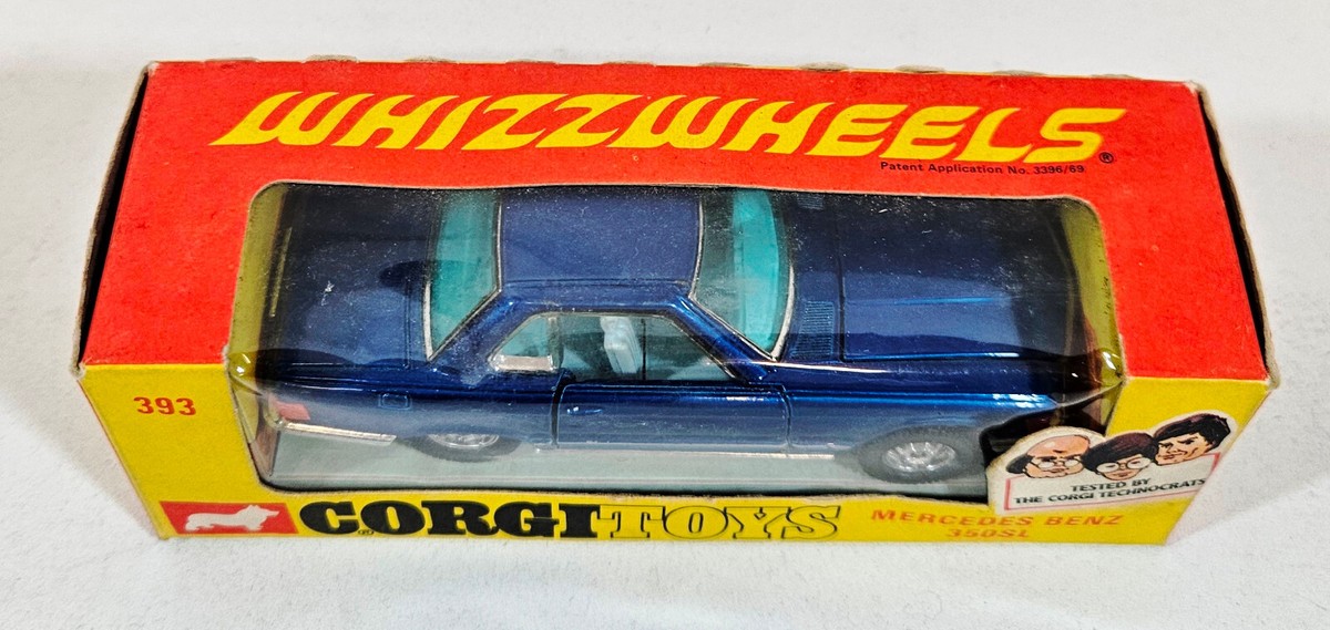 Vintage Corgi 393 Mercedes Benz 350SL, Whizzwheels, 1970's