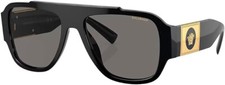 Versace VE Black Plastic Pillow Sunglasses Grey Polarized Lens 57mm 4436U GB1/81