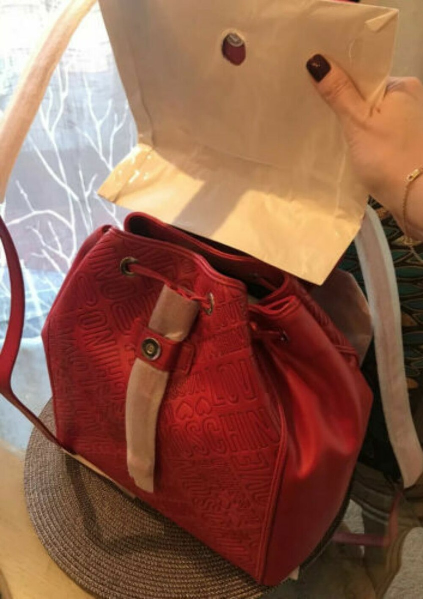 Love Moschino Bold Red Embossed Backpack Authentic with Dust Bag Moschino bag backpack - Gem main image 2