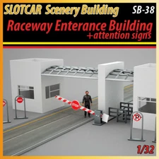 Slotcar Scenery Building Raceway Enterance Building & Sings Scalextric, Carrera