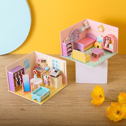 Cute Cardboard 3D Room Cardboard Model Toys Room Model Craft Toy Fun Decorative. - 第 6/16 張圖片