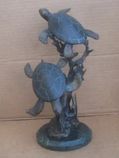 SPI Sea Turtles Sculpture Bronze Gallery San Francisco Marble Base