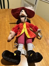 Disney Store Captain Hook Plush Pirate 20" inch doll from Peter Pan- Pre Owned