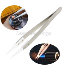 1PCS Stainless Steel Ceramic Tweezers Heat Resistant Non Conductive Ceramic tip