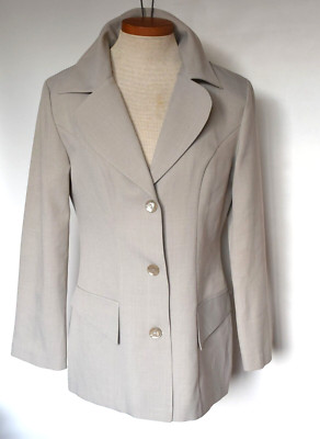 Vtg 80s  MYSTIC Light Gray Womens Long Blazer Jacket Size M