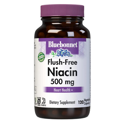 Bluebonnet Flush-Free Niacin 500 Mg 120 Vegetable Capsules, Heart Health