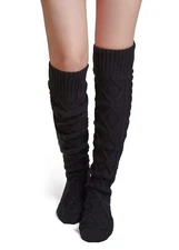 Thigh High Socks for Women Cable Knit Over the Knee Boot Socks Long Warm Leg ...