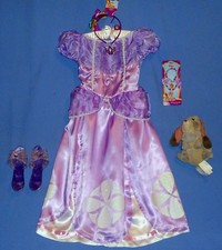 DISNEY SOFIA THE FIRST DRESS GIRLS-4-6X-JEWELRY-HEADBAND-PLUSH CLOVER-SHOES-LOT