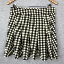 Anthropologie Maeve Skirt Women 10 Black White Check Side Zip Pleated Skater NWT