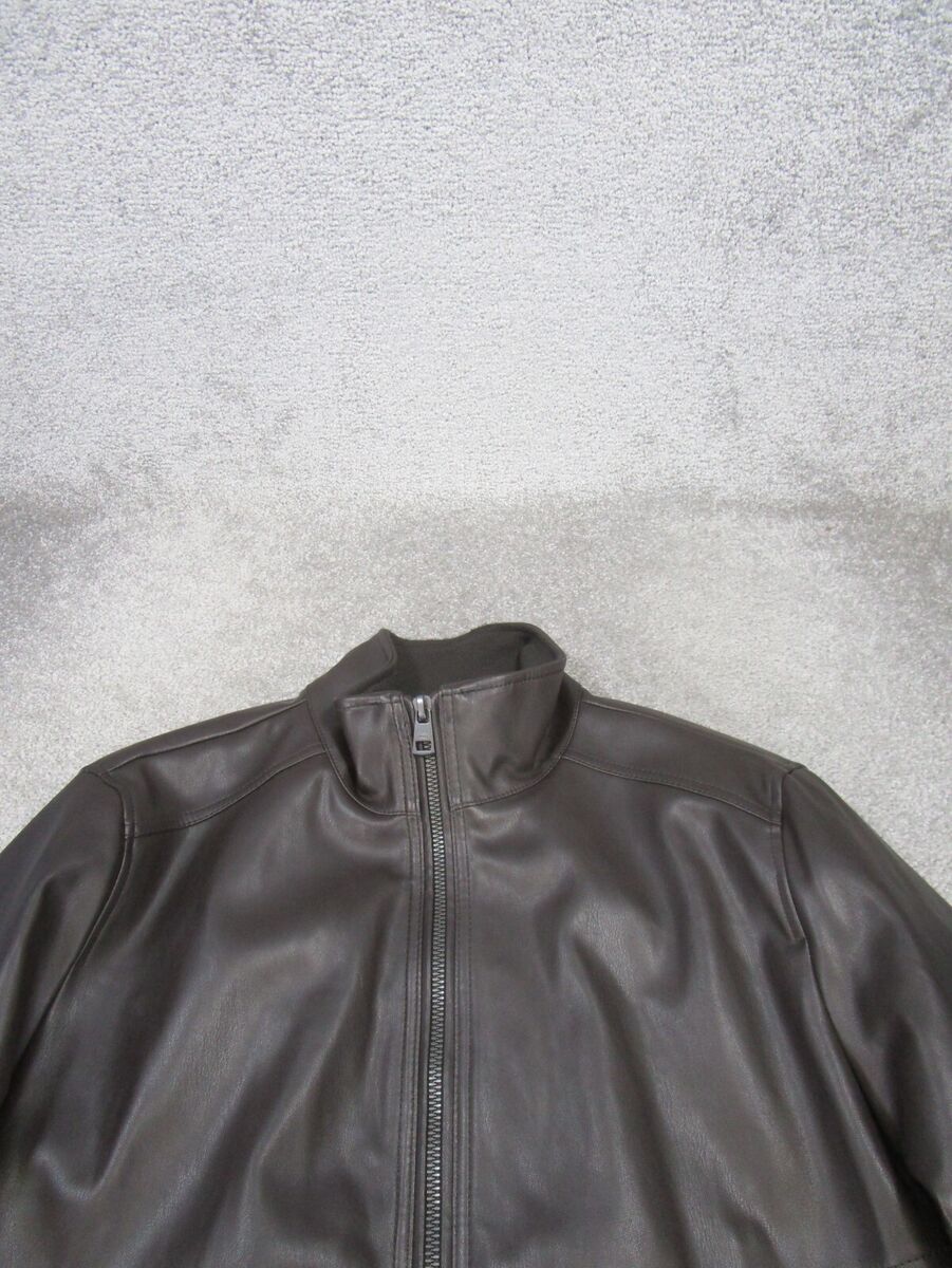 Calvin Klein Jacket Mens Large Brown Faux Leather Moto | eBay Calvin Klein Jacket Mens Large Brown Faux Leather Moto | eBay